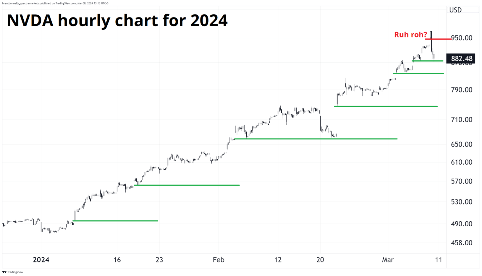 NVDA hourly chart for 2024